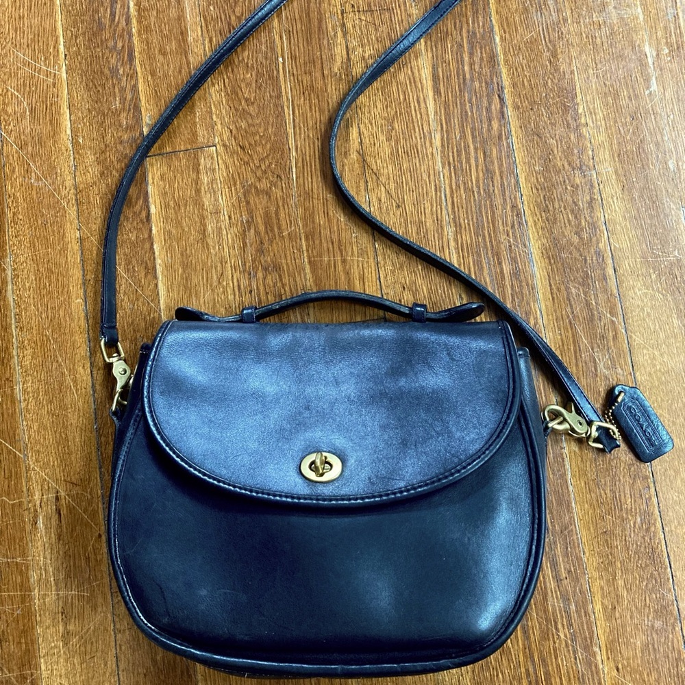 Vintage Coach Black Plaza Bag Purse Crossbody